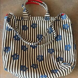 Striped Floral Tote Bag